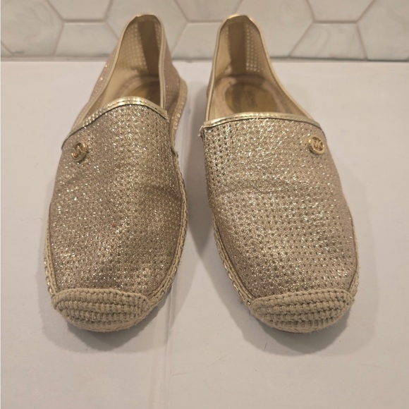 Michael Kors Womans Kendrick Gold Mesh Espadrilles Sz 10 Flats Slip On Metallic - Picture 2 of 8